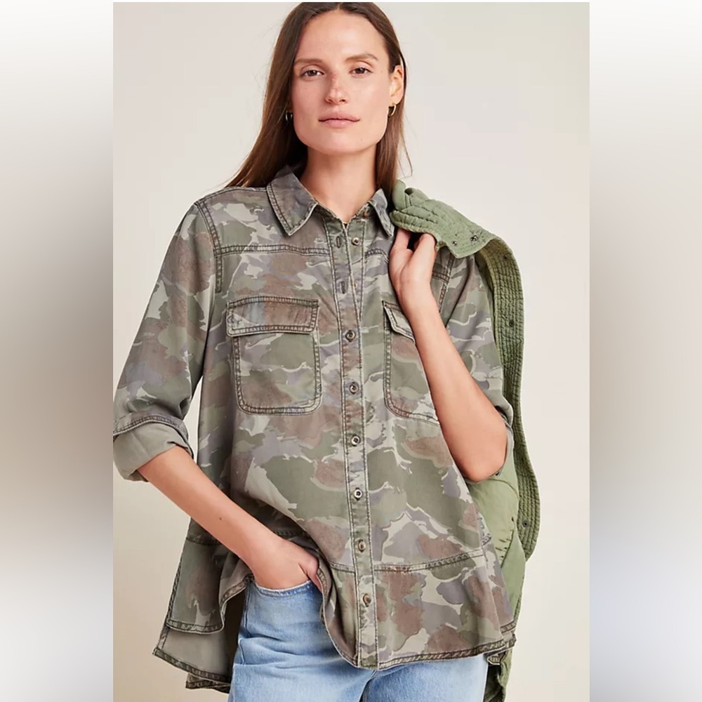 Anthropologie Camo Montana Camo Buttondown